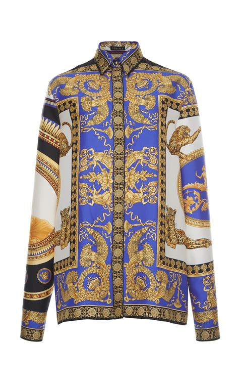 versace collection graffiti long sleeve shirt|Versace silk shirt price.